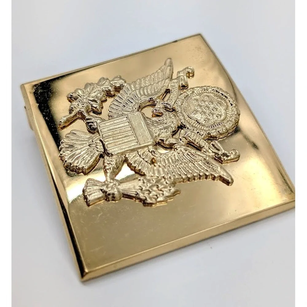 VTG Vanguard V-21 US Military Eagle Great Seal Belt Buckle Gold Tone Made in USA